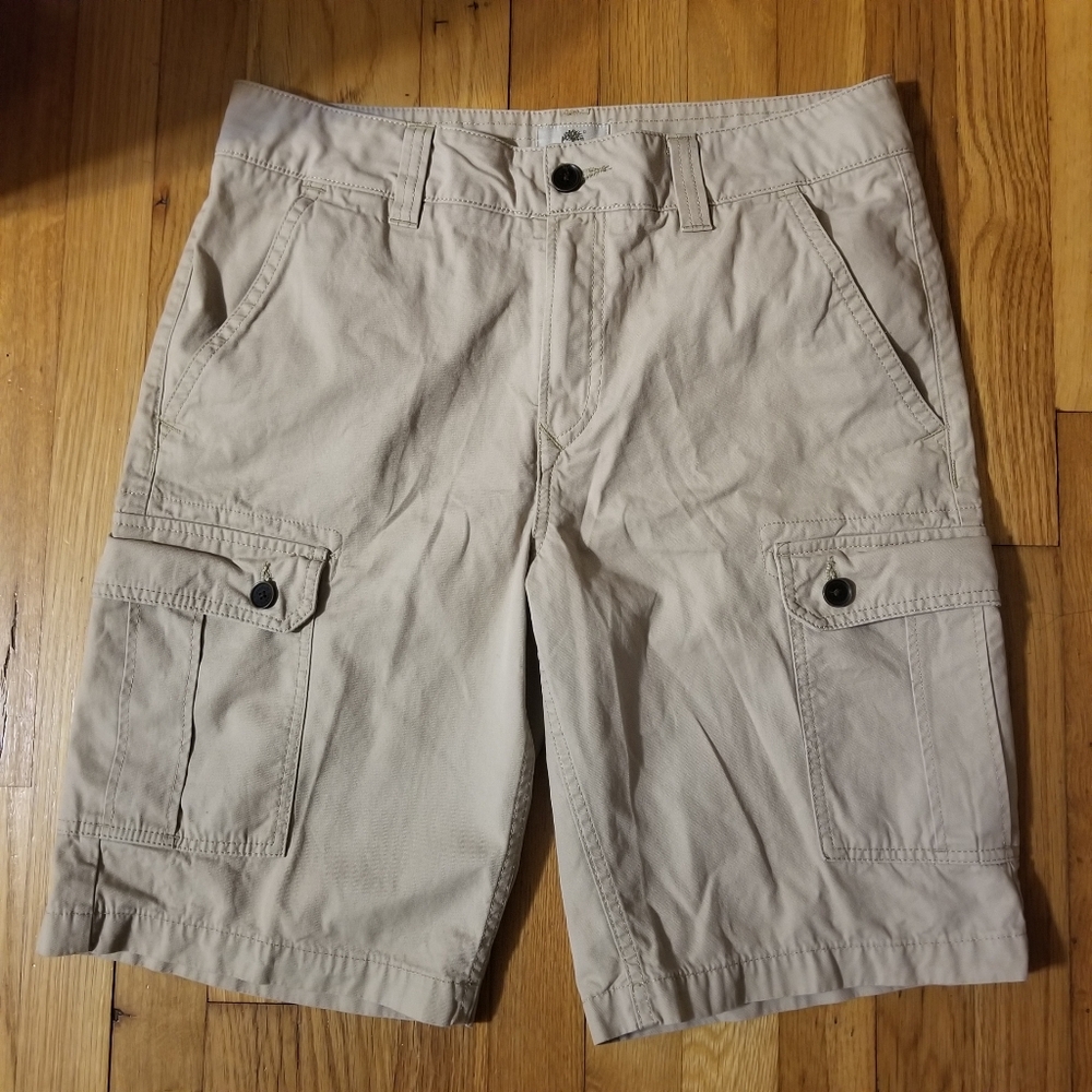 Timberland Flat Front Mid-Rise Beige Cargo Shorts Men's Size 33 W Inseam 11"